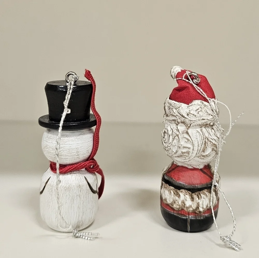 Vintage & RARE MMS Festive Snowman and Santa Ornaments (Qty. 2)